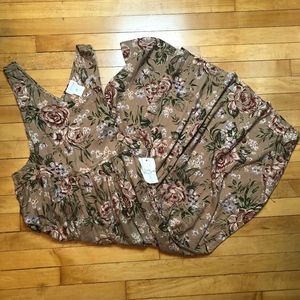 Vintage Floral Maxi Dress - Brown and Pink